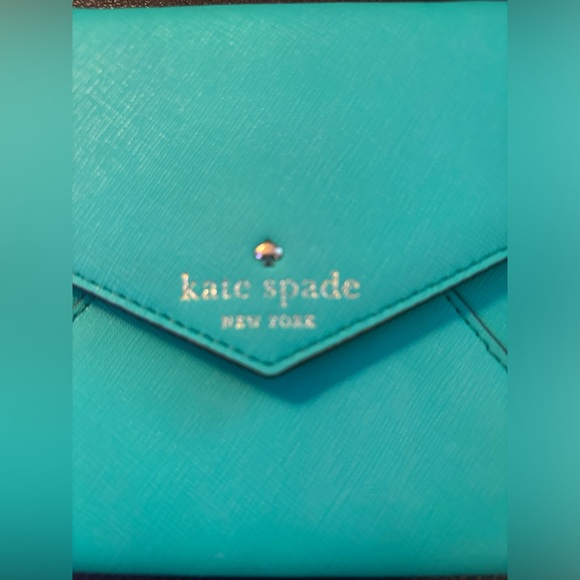 Perfect condition turquoise leather Kate Spade Cedar Street Envelope Crossbody - Picture 6 of 6